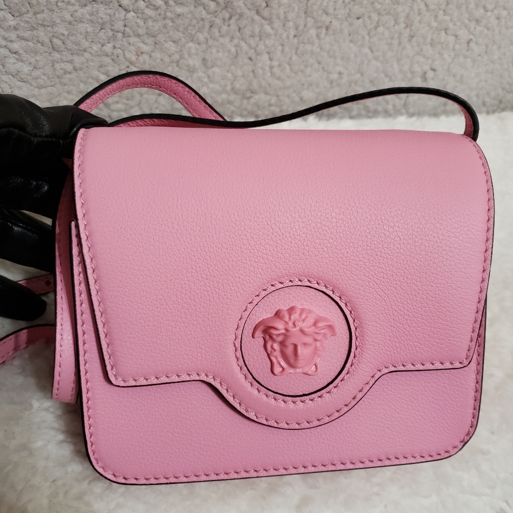 Versace La Medusa Leather Tri-Fold Shoulder Bag
